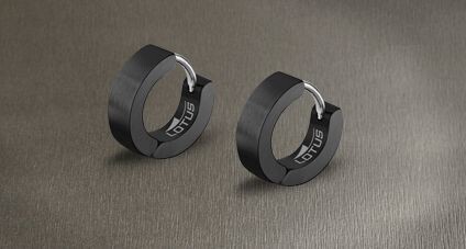 Lotus Style Schmuck Herrenschmuck Creole 13mm Edelstahl Stainless Steel Ohrring Schwarz