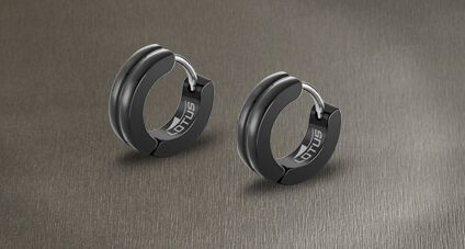 Lotus Style Schmuck Herrenschmuck Creole 13mm Edelstahl Stainless Steel Ohrring Schwarz