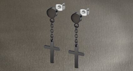 Lotus Style Schmuck Herrenschmuck Stecker mit Kreuz Anhänger Ohrstecker Kreuzstecker hängend