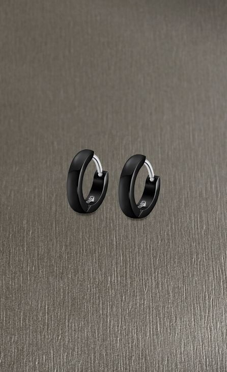 Lotus Style Schmuck Herrenschmuck Creole 13mm Edelstahl Stainless Steel Ohrring Schwarz