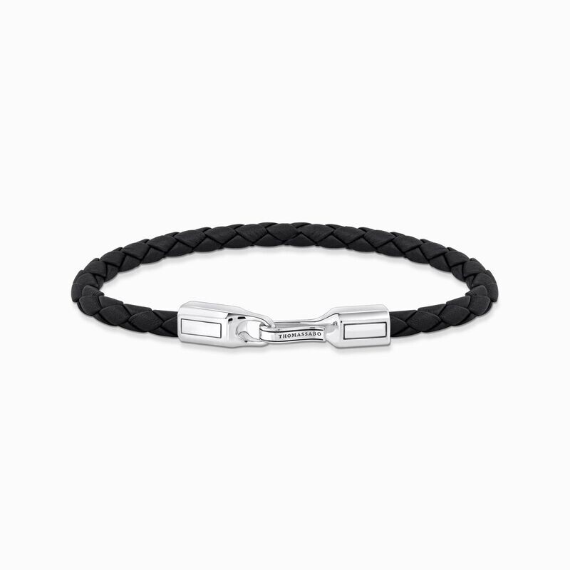 Thomas Sabo Lederarmband (19 cm) in Schwarz Silber Thomas Sabo Lederarmband (19 cm) in Schwarz Silber