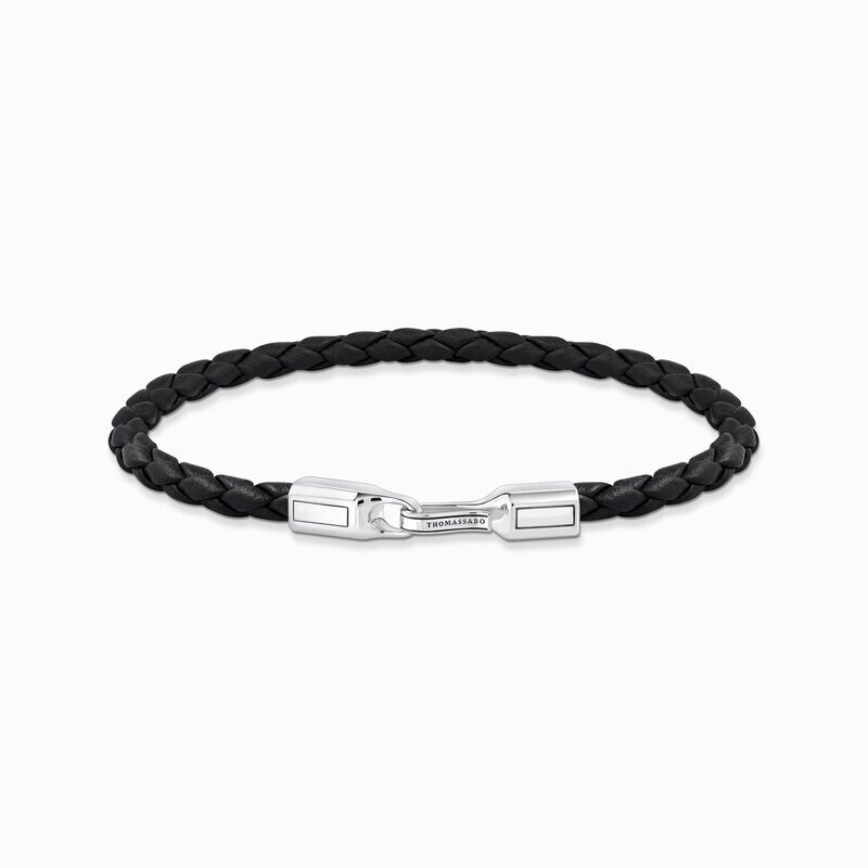 Thomas Sabo Lederarmband schmal (17 cm) in Schwarz Silber