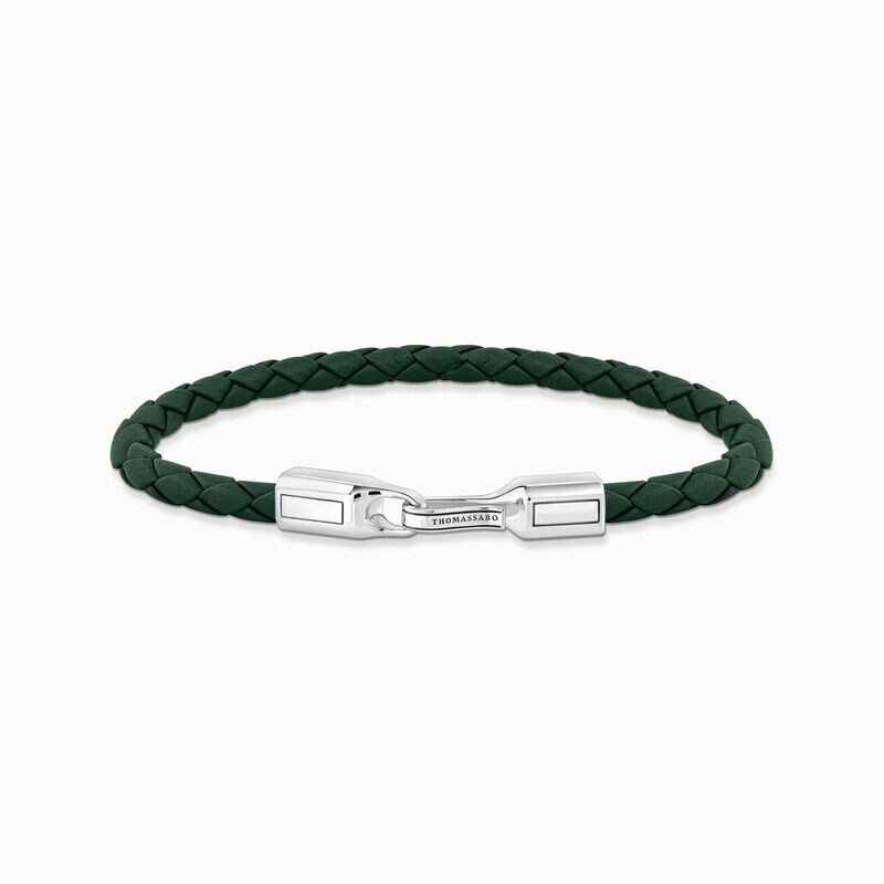 Thomas Sabo Lederarmband (21 cm) in Grün Silber