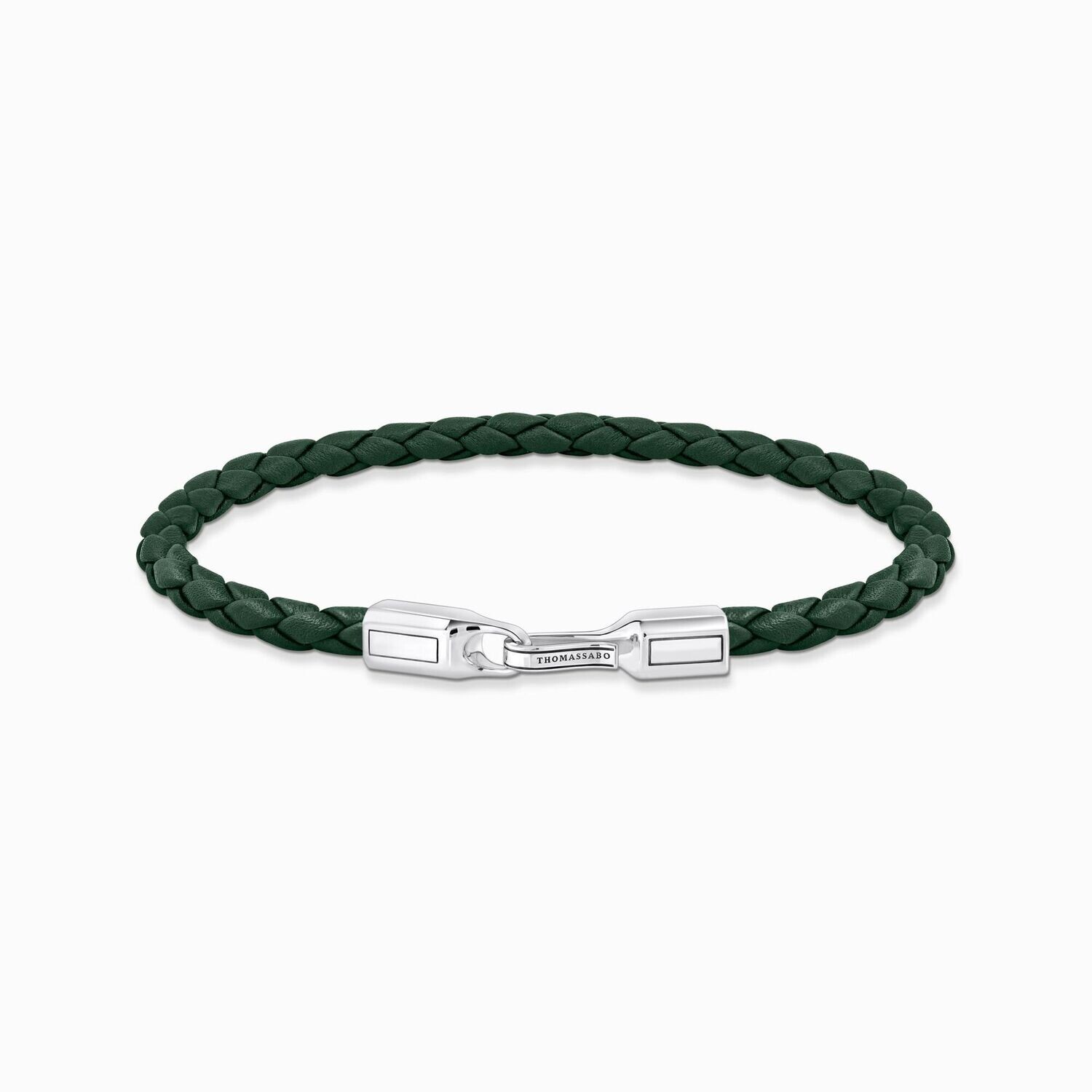 Thomas Sabo Lederarmband schmal (17 cm) in Grün Silber