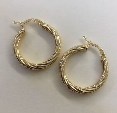 Gold Ohrring Rund Creole 585 Bicolor Gelbgold 23mm