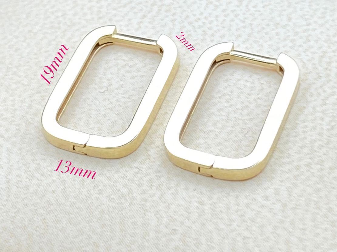 Creole Ohrschmuck  Modern Women Rechteckig 585 Gold 14 karat Echtschmuck