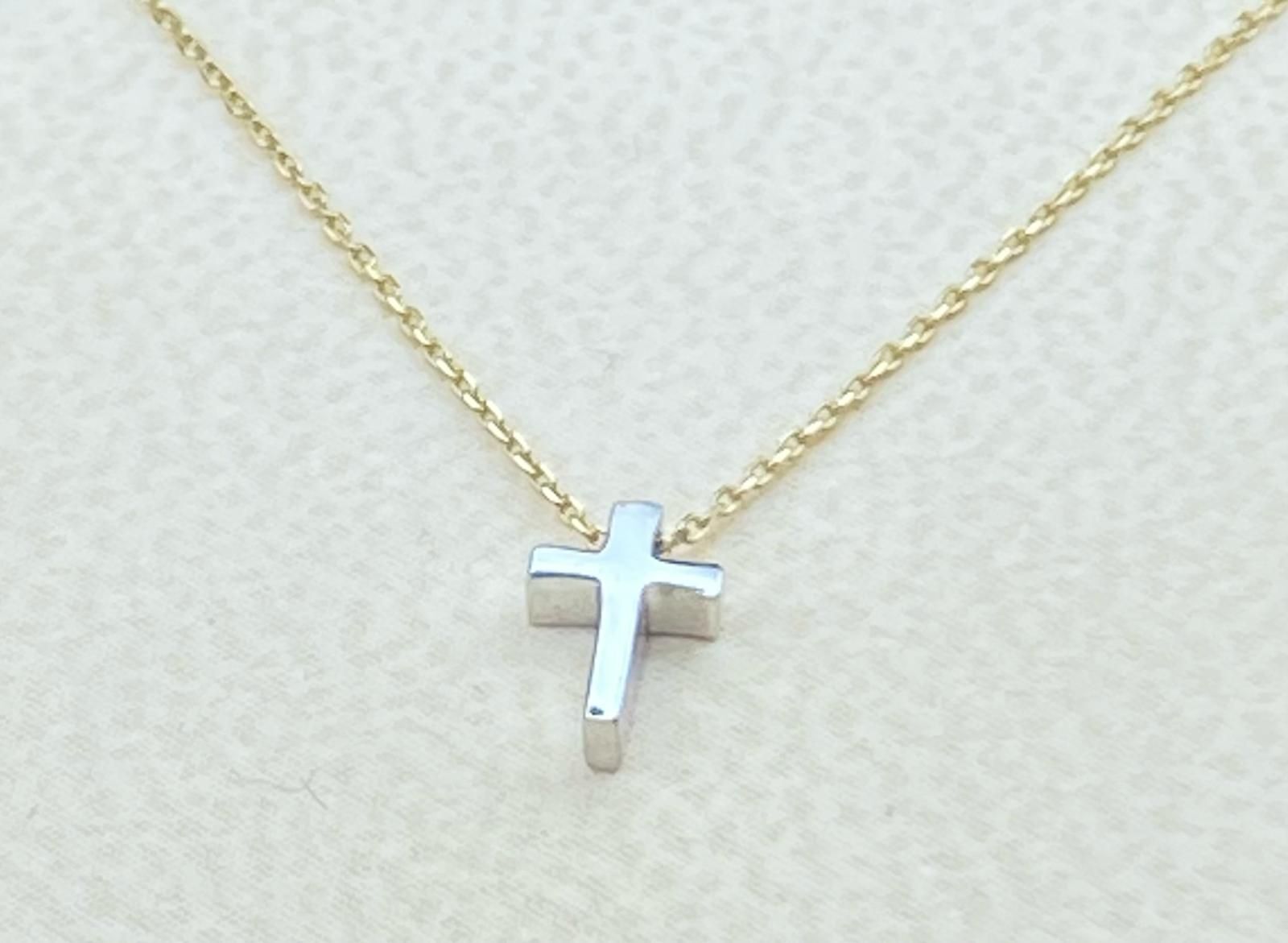 Goldkette Kreuz mini Kreuzkette Weissgold Gelbgold  Gold 585/ 14 karat