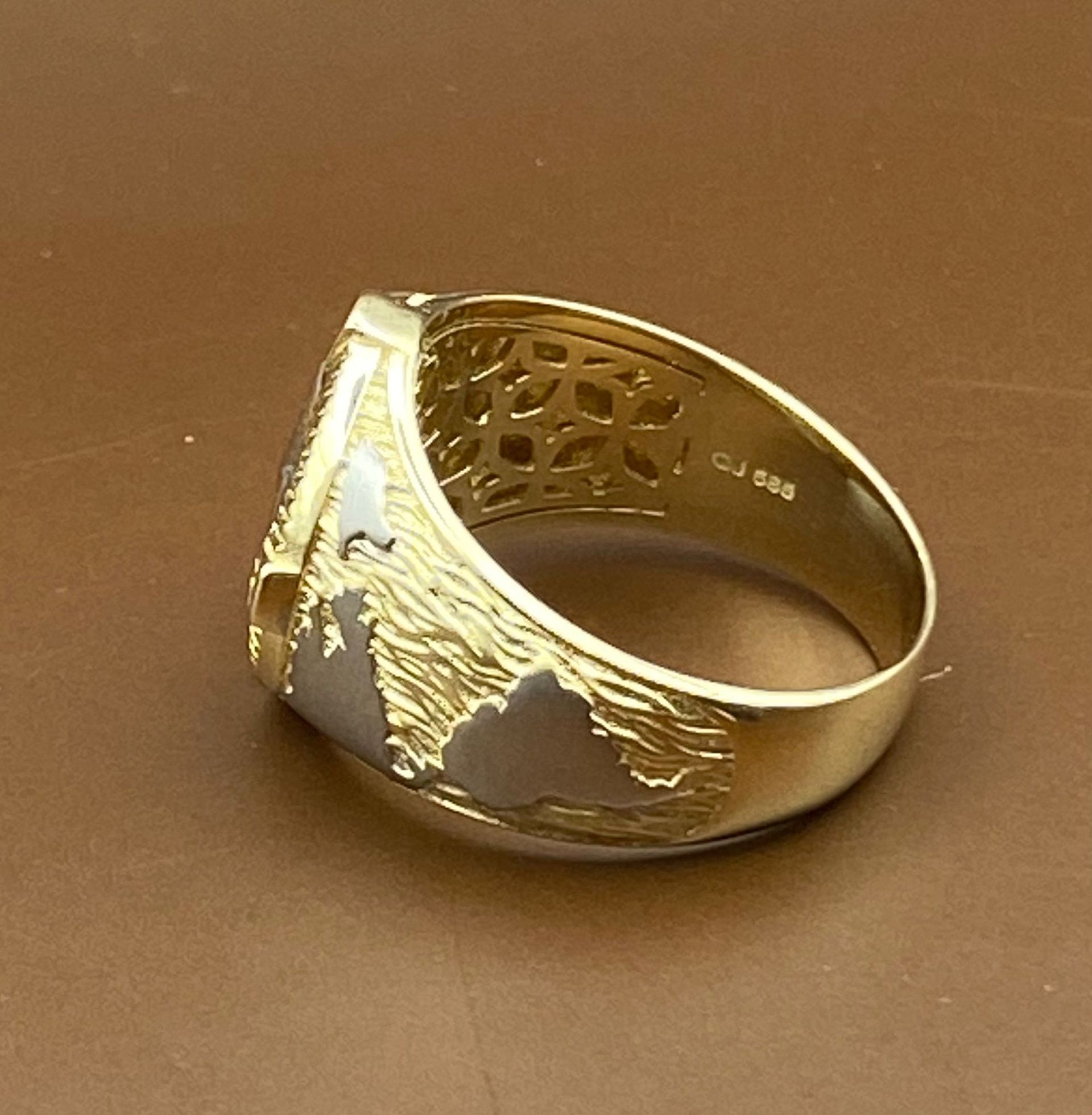 Herrenring Siegelring Gold Weissgold Gelbgold 585 Gold 14 Karat Herrenring Echtschmuck Kompass Himmelsrichtung Unikatschmuck