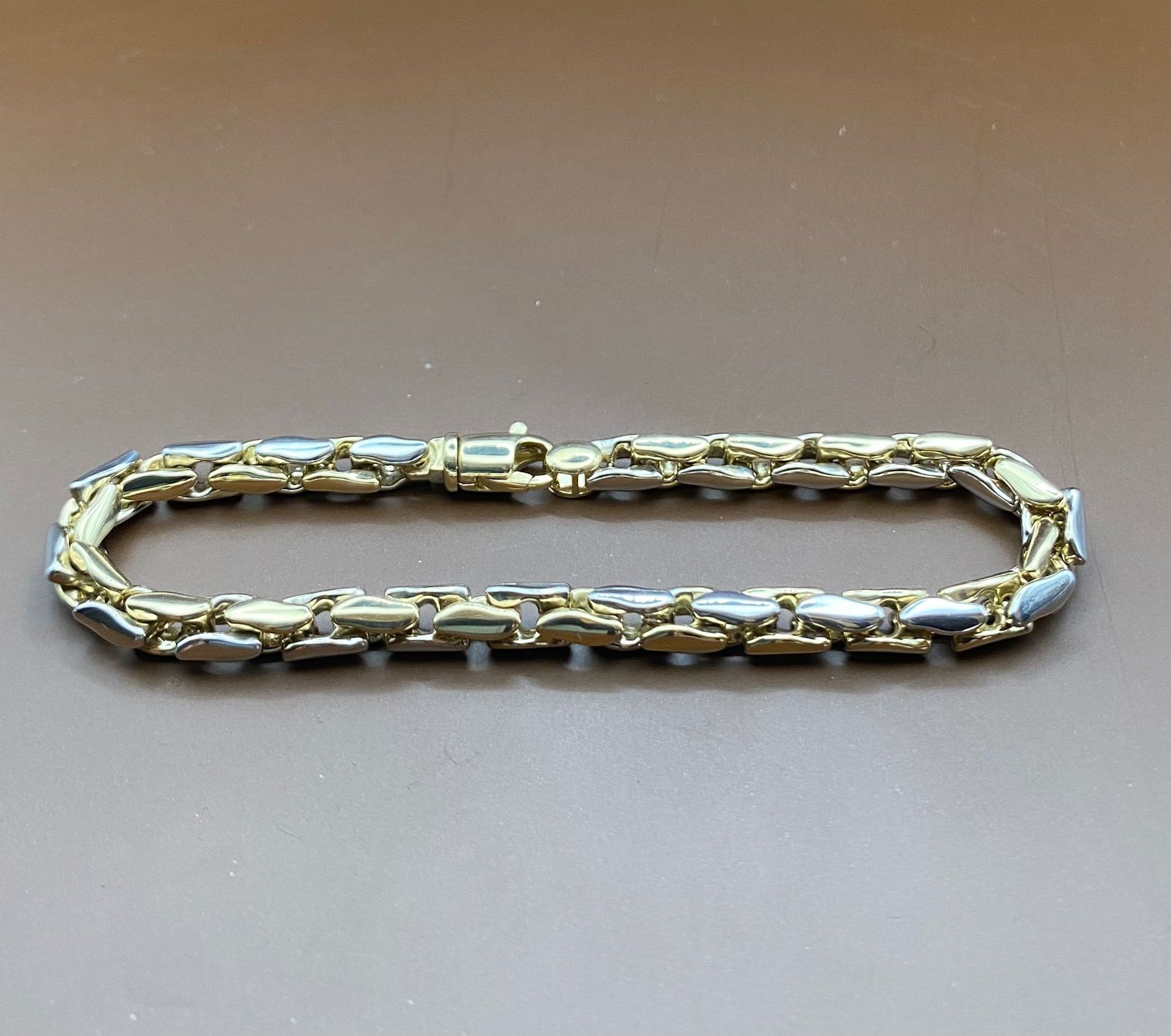 Goldkette Armkette Weissgold Gelbgold 585 / 14 Karat 19cm 5mm Breit mit drehbarem Karabinerverschluß