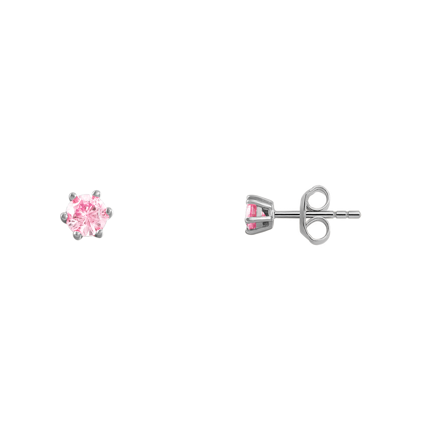 Xenox KRAPPE Ohrstecker Silberfarben mit Rosa Zirkonia