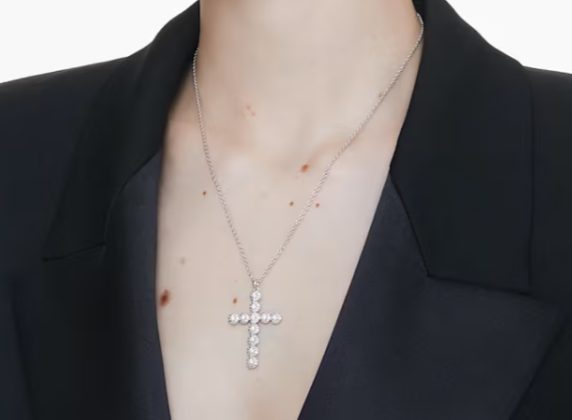 Swarovski Kreuzkette Kreuz 5675573Insigne Anhänger Verschiedene Schliffe, Kreuz, Weiß, Rhodiniert