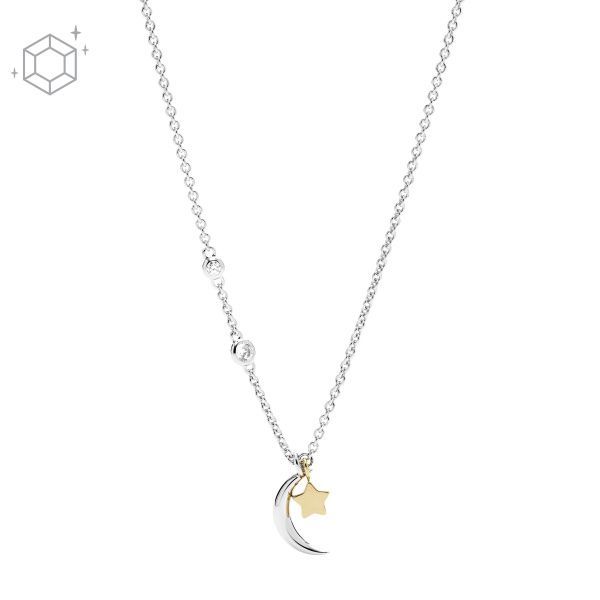Fossil Kette Sterling Star and Crescent Moon Sterlingsilber