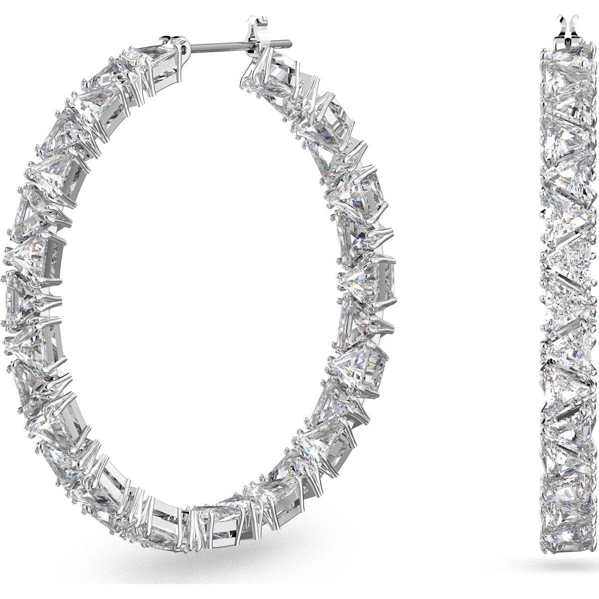 Swarovski Ortyx Kreolen Trilliant-Schliff, Weiß, Rhodiniert