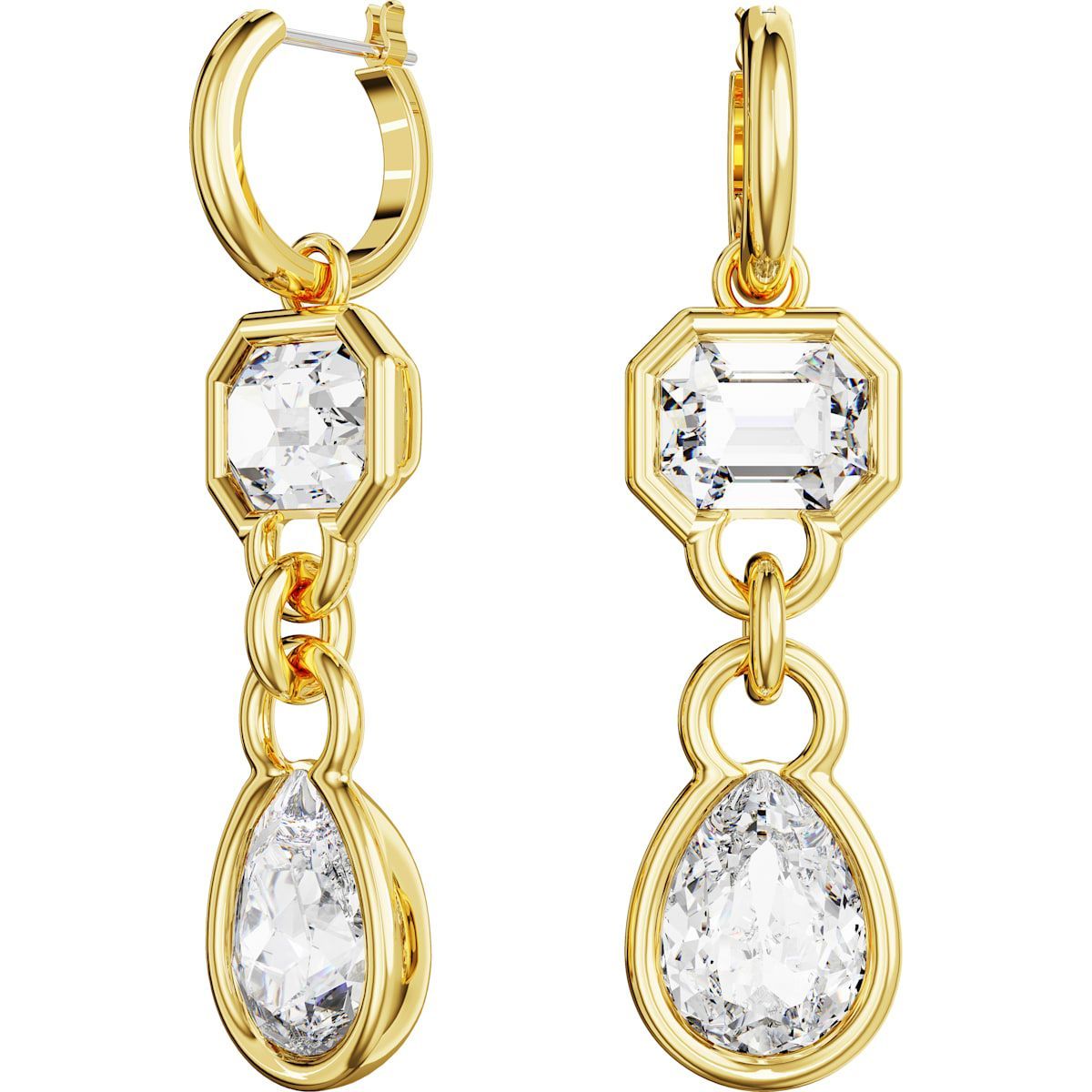 Swarovski Dextera Drop-Ohrhänger
Verschiedene Schliffe, Weiß, Goldlegierungsschicht