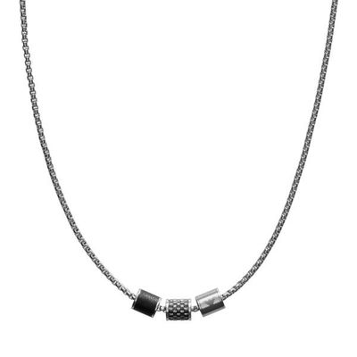 Emporio Armani Halskette Edelstahl Leder Schwarz Silber Emporio Armani Halskette Edelstahl Leder Schwarz Silber