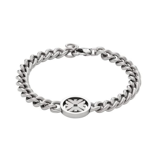 Emporio Armani Armband Edelstahl Logo Essentials Rund Silberfarben