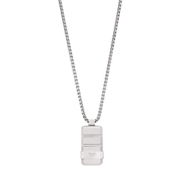 Emporio Armani Halskette Dog-Tag Edelstahl Silberfarben