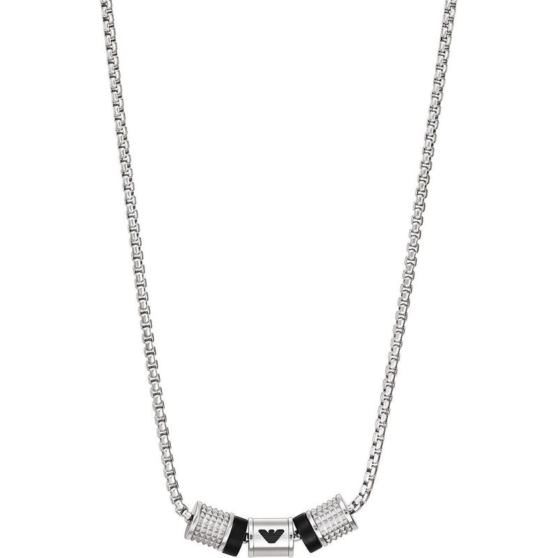 Emporio Armani Halskette Edelstahl Silberfarben Onyx Schwarz Emporio Armani Halskette Edelstahl Silberfarben Onyx Schwarz