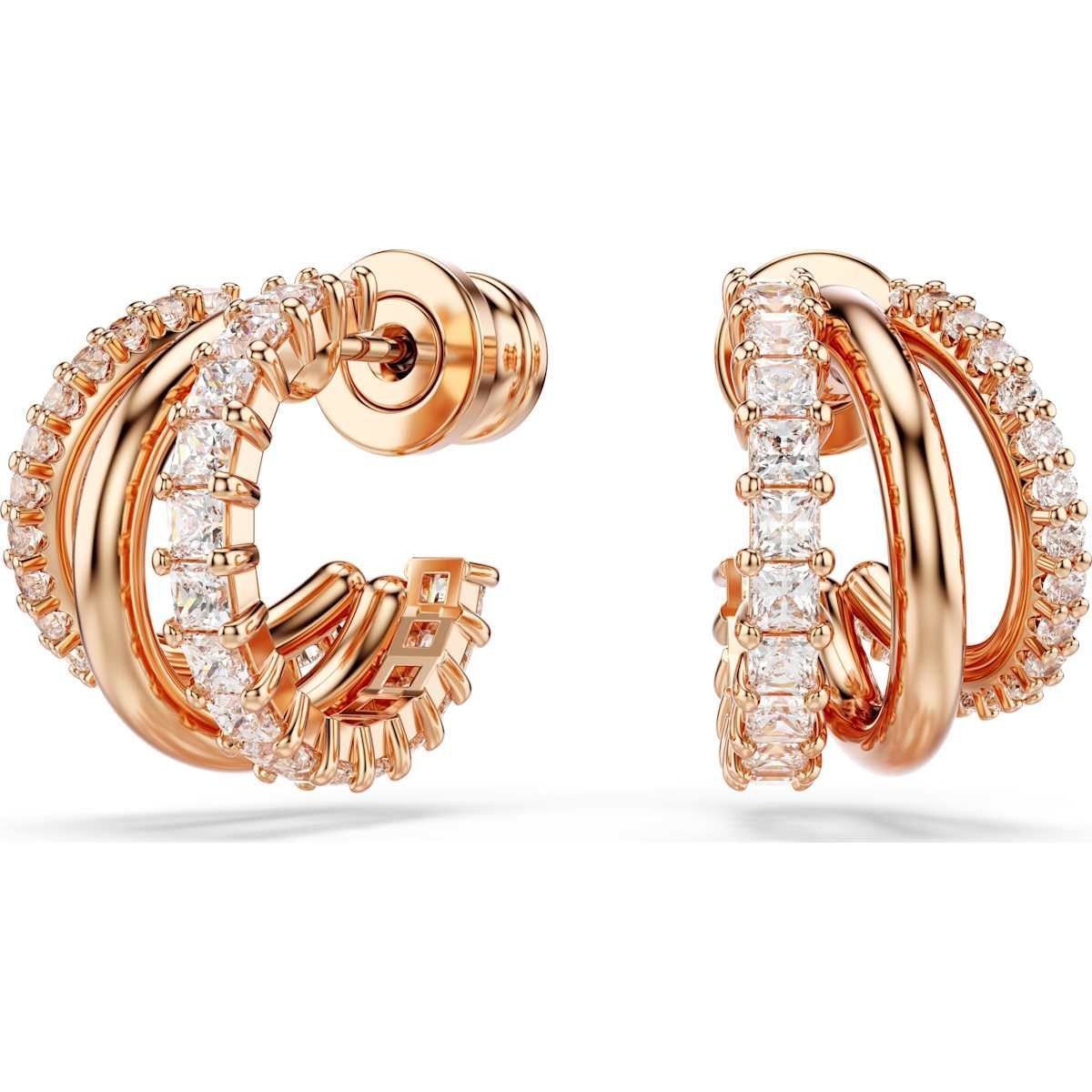 Swarovski Hyperbola Kreolen, Verschiedene Schliffe, Mini, Weiß, Roségold-Legierungsschicht 5698702