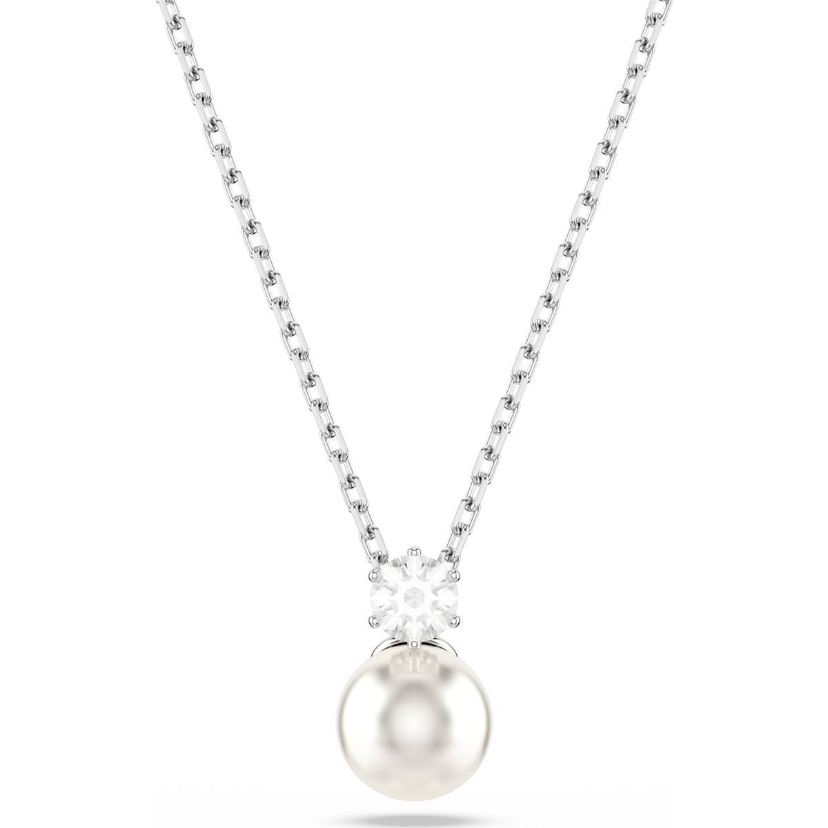 Swarovski Matrix Anhänger, Kristallperle, Rundschliff, Weiß, Rhodiniert 5693897