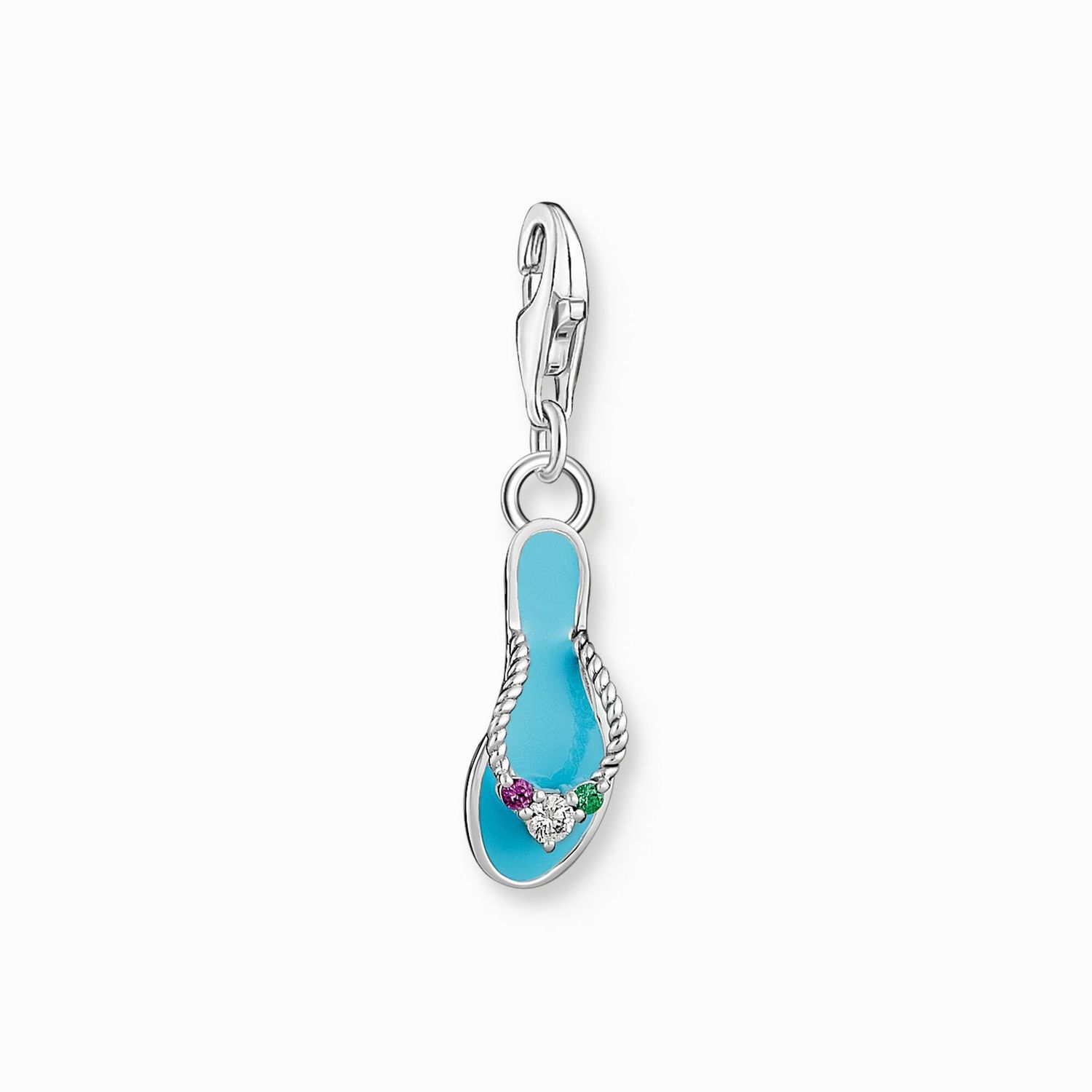 Thomas Sabo Charm-Anhänger türkiser Flip-Flop mit bunten Steinen Silber