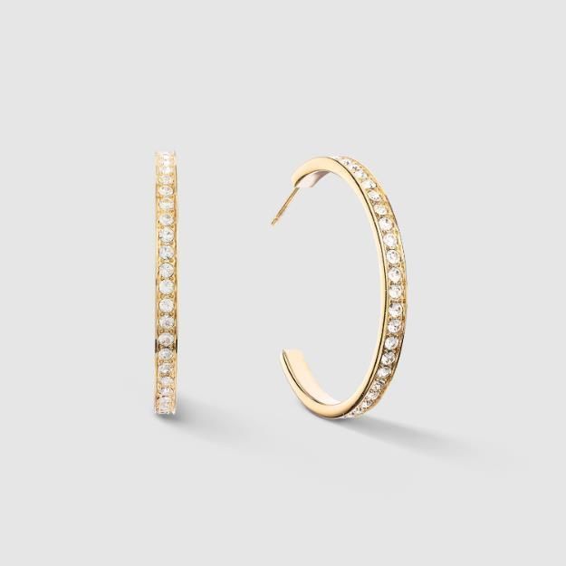 Coeur De Lion Ohrringe Creole 35 Edelstahl & Kristalle gold kristall