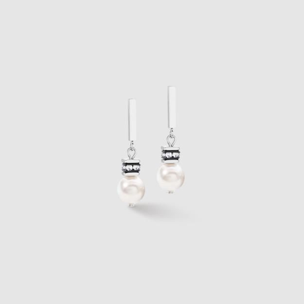 Coeur De Lion GeoCUBE® Iconic Pearl Mix Ohrringe Silber-Weiß