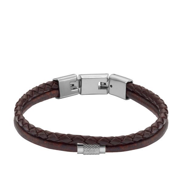 Fossil Herren Armband All Stacked Up mehrreihig Leder braun