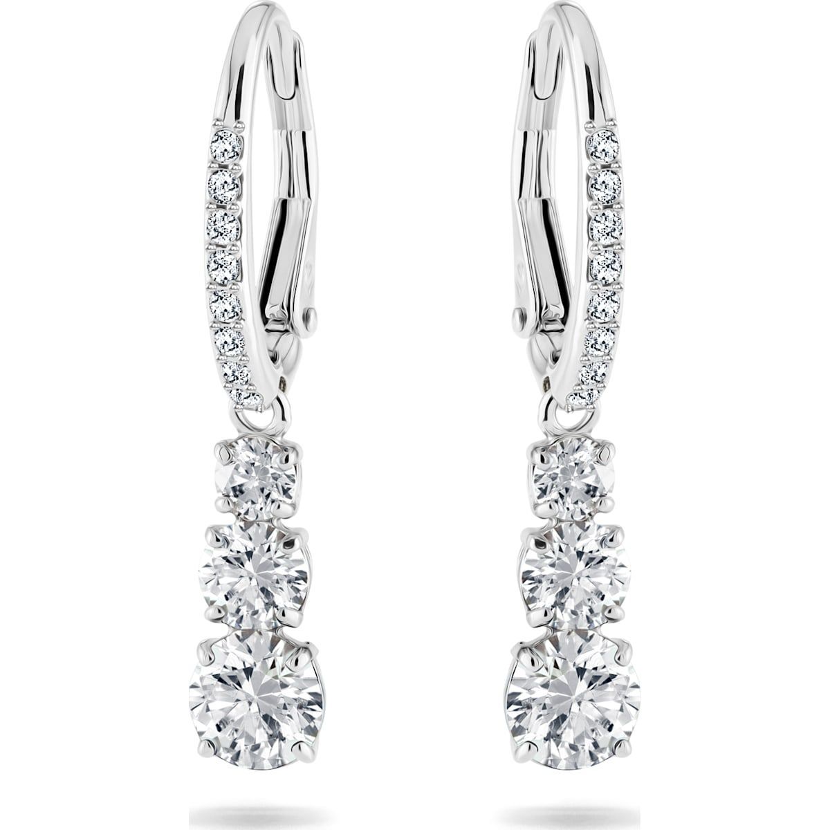 Swarovski Stilla Attract Kreolen Rundschliff, Weiß, Rhodiniert