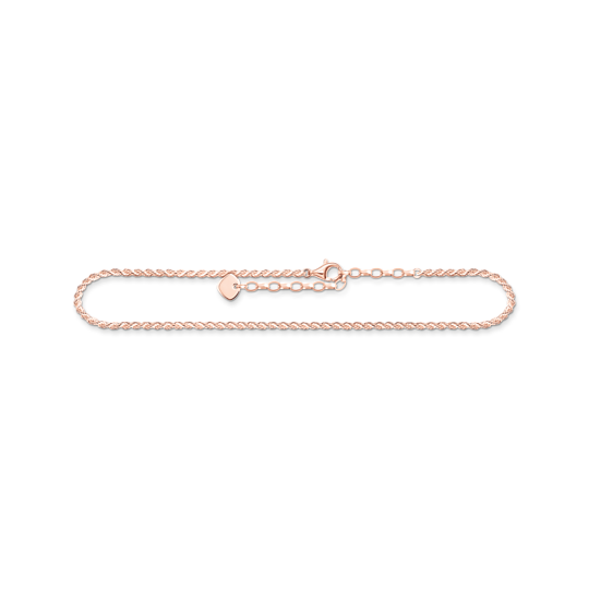 Thomas Sabo Fußkettchen aus hochwertigem 925er Sterlingsilber vergoldete Kordelkette Rosegold Längenverstellbar von 22 bis 27 cm