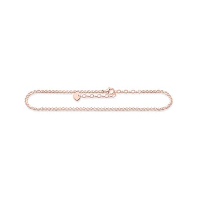 Thomas Sabo Fußkettchen aus hochwertigem 925er Sterlingsilber vergoldete Kordelkette Rosegold Längenverstellbar von 22 bis 27 cm