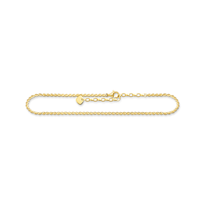 Thomas Sabo Fußkettchen aus hochwertigem 925er Sterlingsilber vergoldete Kordelkette Längenverstellbar von 22 bis 27 cm