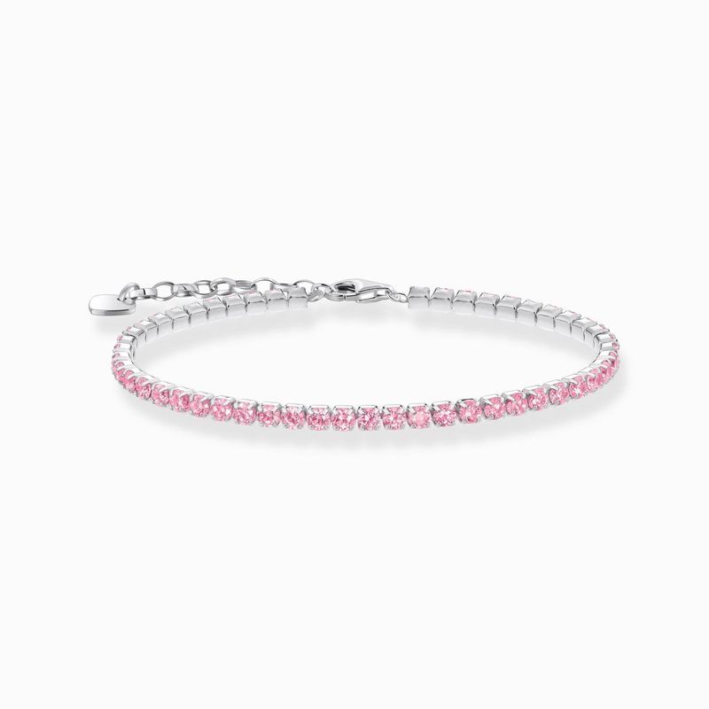Thomas Sabo Tennisarmband mit pinkfarbenen Steinen Silber