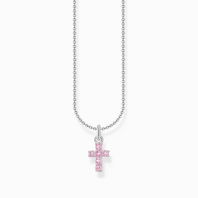 Thomas Sabo Kette mit rosafarbenem Kreuz-Anhänger Silber Thomas Sabo Kette mit rosafarbenem Kreuz-Anhänger Silber