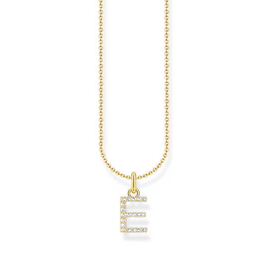Thomas Sabo Kette mit Buchstaben-Anhänger E Gold beschichtet