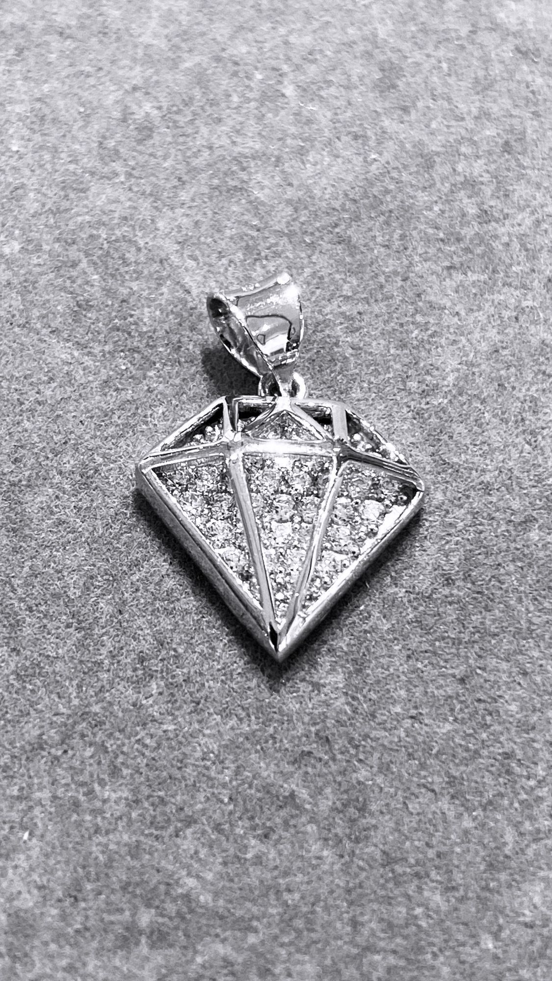 Timeless Creation Kette mit Anhänger Halskette Weissgold Damenkette 585 / 14 Karat 45cm Kettenlänge Zirkonia Steine