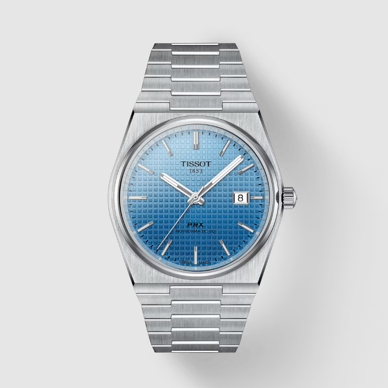 Tissot Herrenuhr PRX Powermatic 80 40mm Gradient Eisblau mit Chamäleon-Effekt T1374071135101