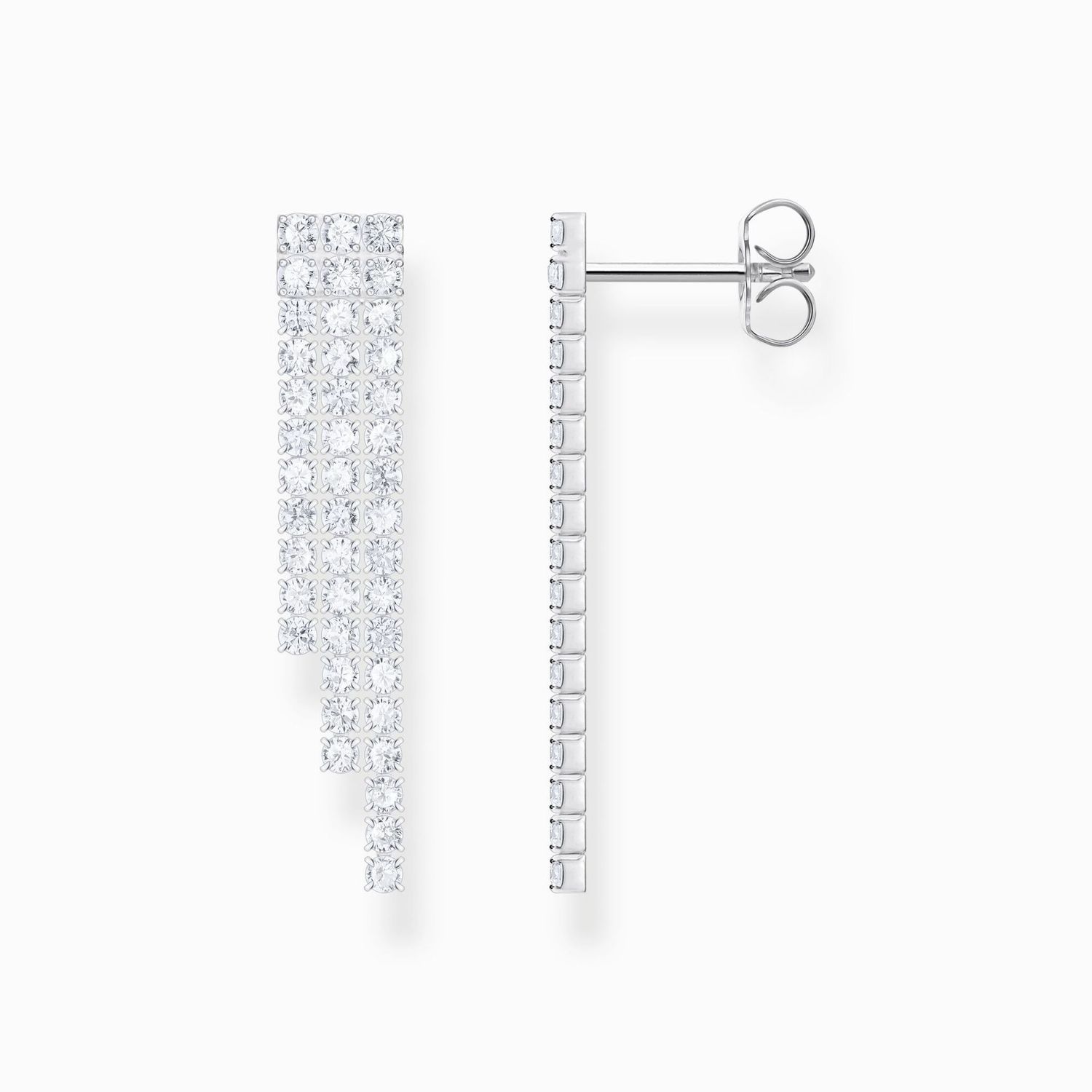 Thomas Sabo Wasserfall-Ohrringe mit weißen Steinen Silber