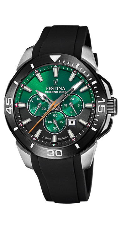 Festina F20642/C Herren Uhr CHRONO BIKE Silikon Armband Schwarz Grün
