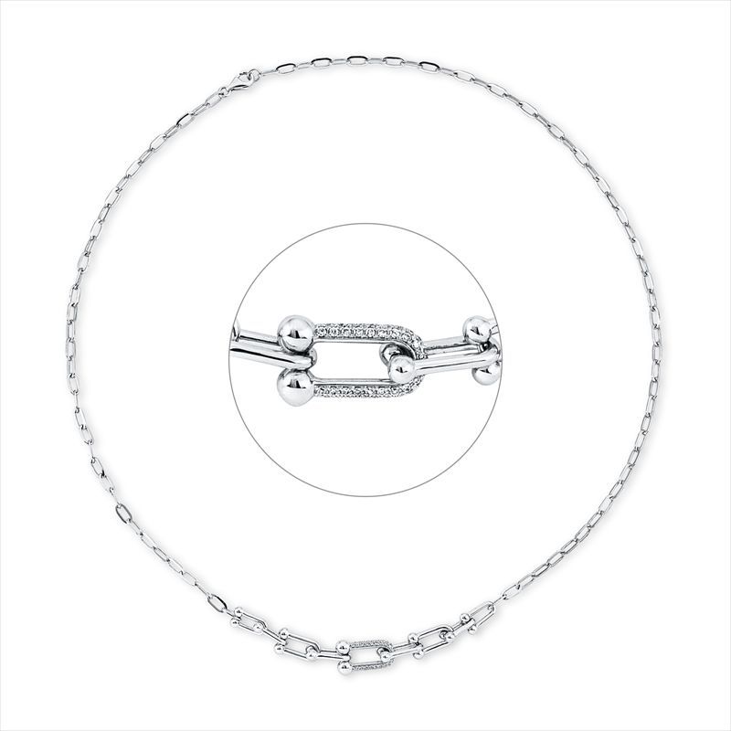 Damen Halskette Weissgold Collier 18 kt WG, 61 Brillanten 0,22 ct, TW-si, L:45,7 cm