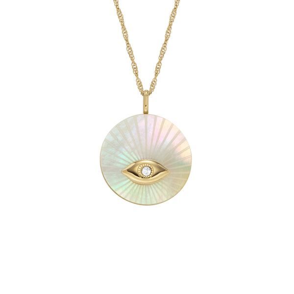 Fossil Kette Sutton Evil Eye Anhänger Edelstahl goldfarben