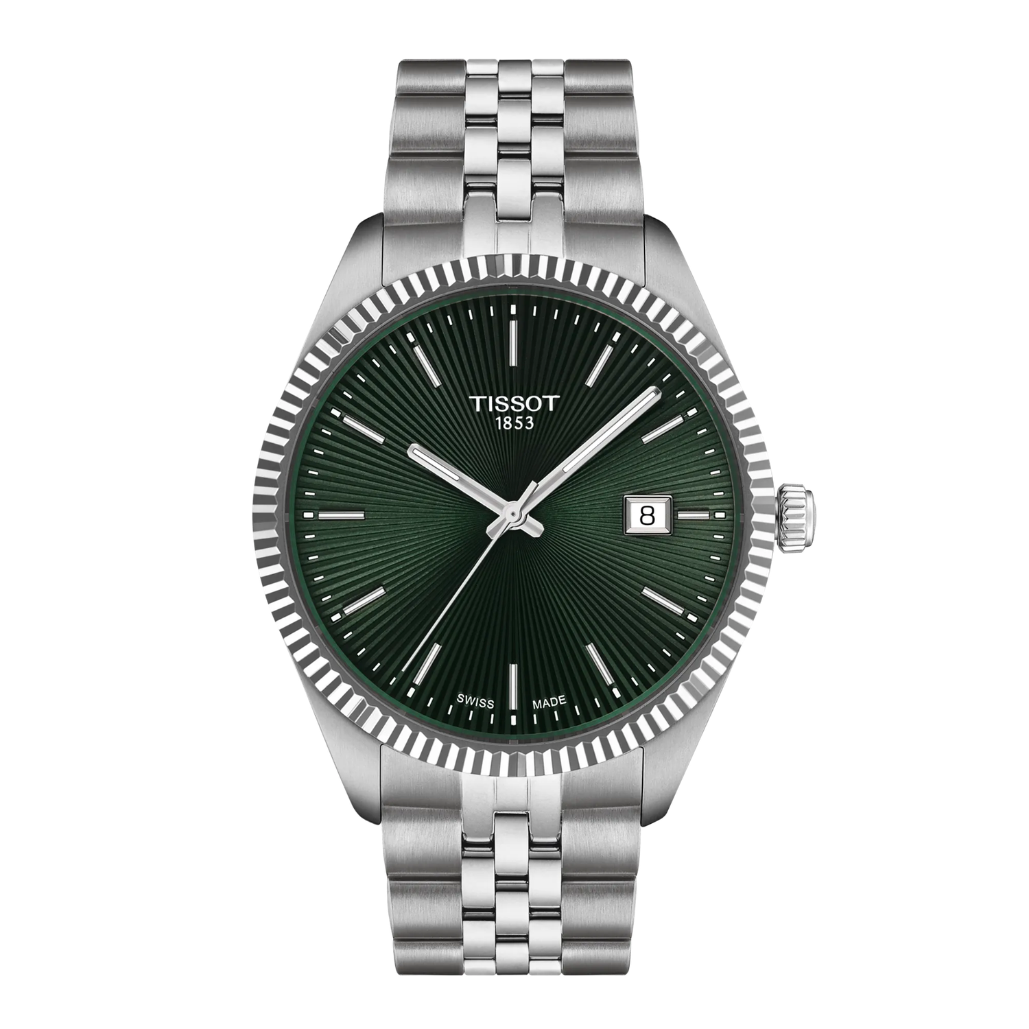 TISSOT Ballade Herrenuh T1564101109100 Ziffenrblatt Grün geriffelte Lünette Quarzwerk