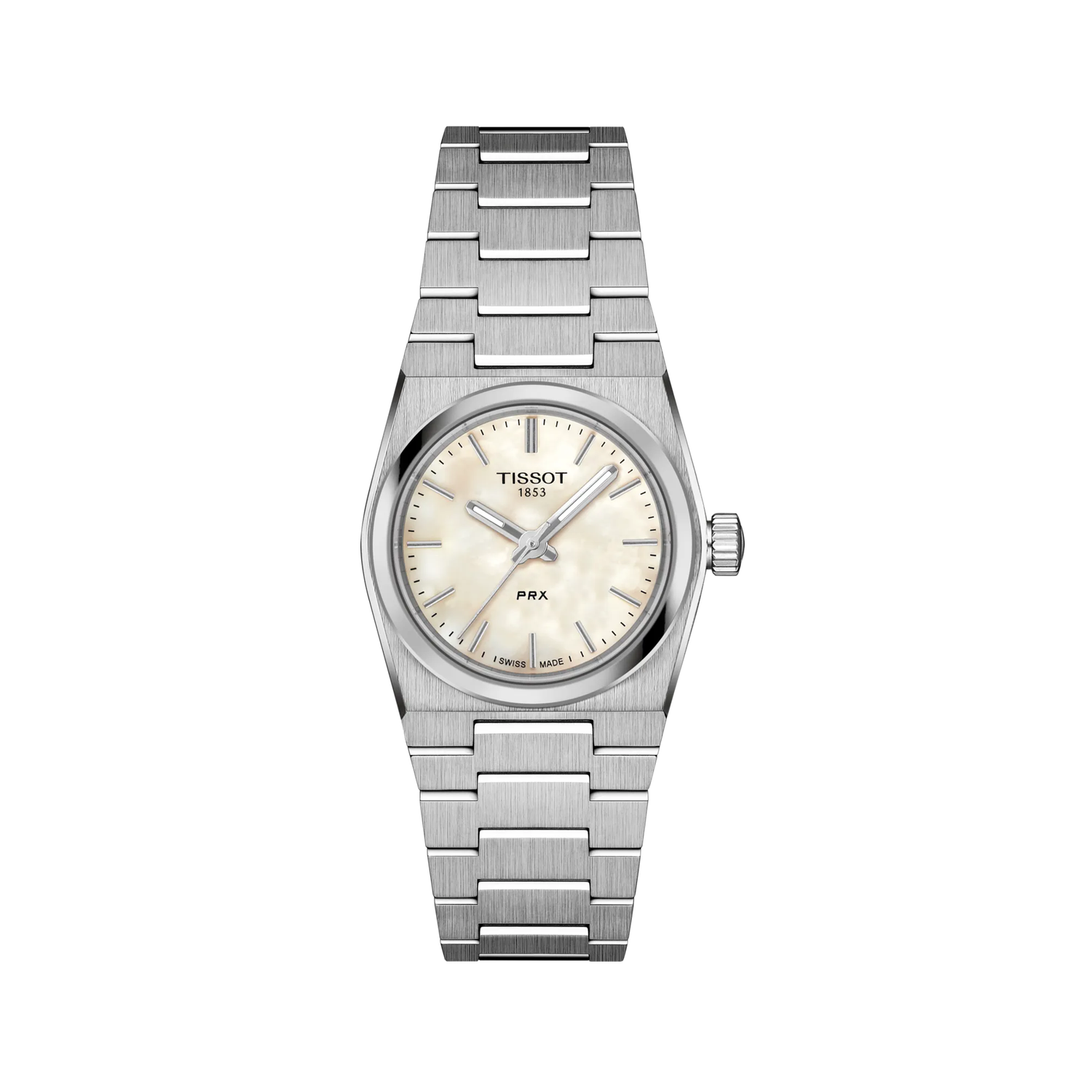 TISSOT PRX T1370101111100 klein 25mm Stahlband Perlmutt Ziffernblatt kratzfestes Saphirglas