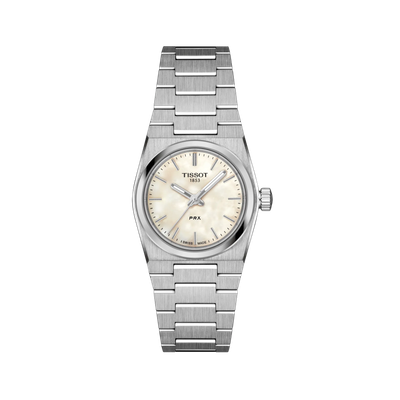 TISSOT PRX T1370101111100 klein 25mm Stahlband Perlmutt Ziffernblatt kratzfestes Saphirglas