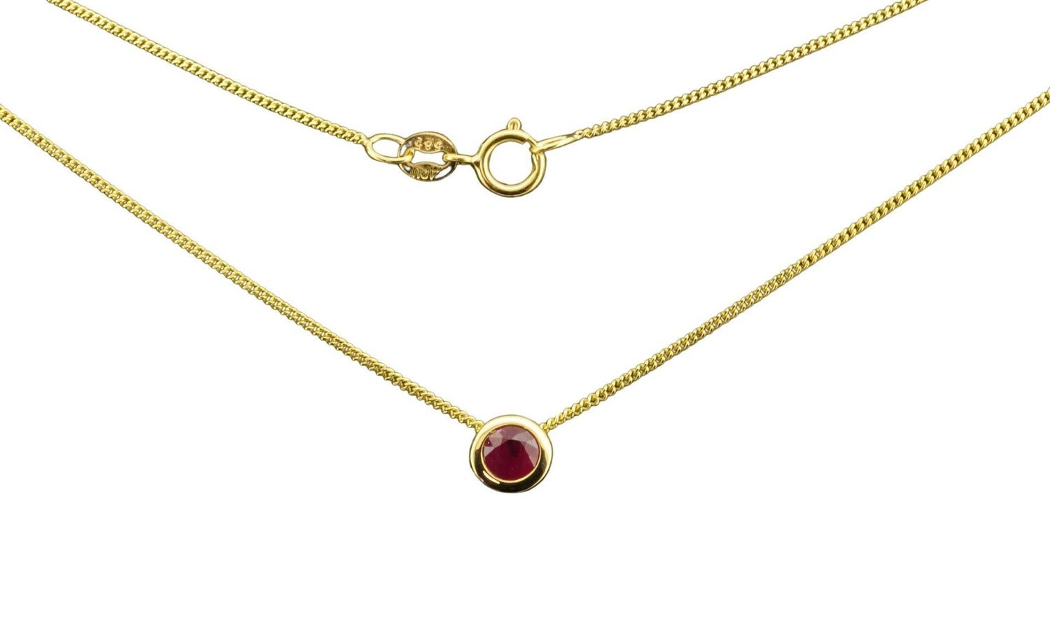 Timeless Collier  Solitärkette Rubinkette Roter Stein Artikelnummer 538345019  Flachpanzer, 45 cm, 0,9 mm, poliert, 1 Rubin 0,3 ct Gelbgold 585