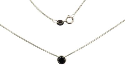 Timeless Collier  Solitärkette Flachpanzer, 45 cm, 0,9 mm, poliert, 1 Saphir 5 mm, 0,3 ct Weißgold 585