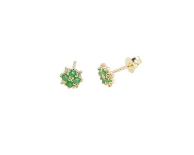 Ohrstecker 6 mm, poliert, 8 Brillanten W-SI zus. 0,03 ct, 8 Smaragde rund, 2,0 mm, 0,272 ct Gelbgold 585 Ohrstecker 6 mm, poliert, 8 Brillanten W-SI zus. 0,03 ct, 8 Smaragde rund, 2,0 mm, 0,272 ct Gelbgold 585