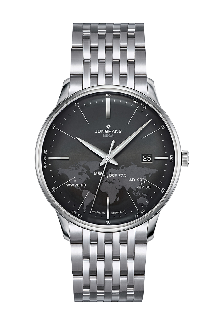 JUNGHANS MEISTER MEGA FUNK SAPHIRGLAS  58480344 Herrenuhr Stahlband Zeitlos Elegante Herrenuhr Durchmesser 38,4 mm