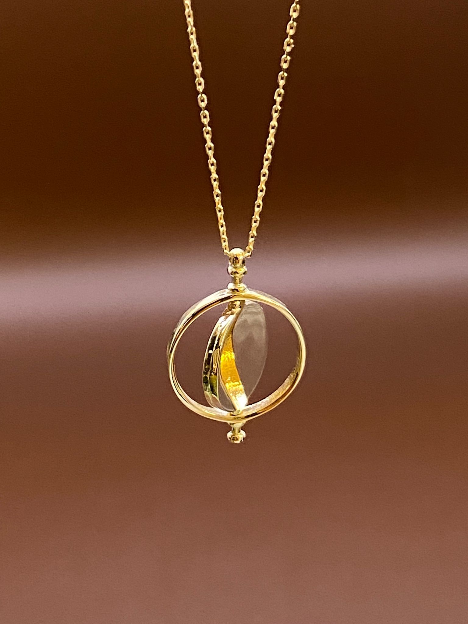 Goldkette Gravierbar Gravurplatte drehbar Rund Anhänger mit Kette Echtgold 585 / 14 Karat 42 - 45cm TON5605A20765