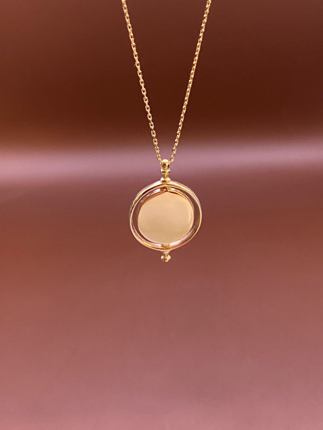 Goldkette Gravierbar Gravurplatte drehbar Rund Anhänger mit Kette Echtgold 585 / 14 Karat 42 - 45cm TON5605A20765